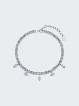 PAVE LINK MARQUISE DIAMOND DROP NECKLACE White Gold