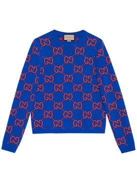 SOFT WOOL MONOGRAM SWEATER Bluette and Red