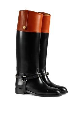 Knee-high boot with harness black and brown secondary image