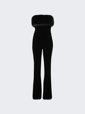 strapless velvet jumpsuit Black