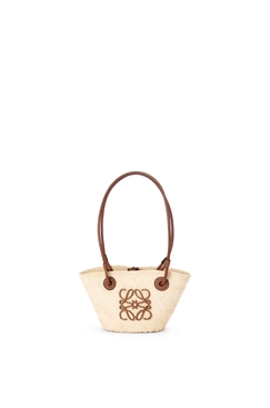 X Paula's Ibiza Mini Anagram Basket Bag Natural and Tan