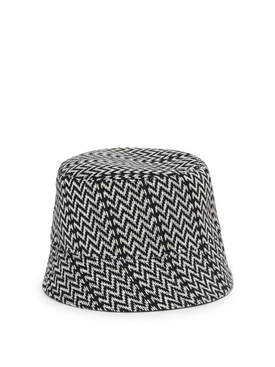Chevron Embroidery Bucket Hat BLACK AND WHITE
