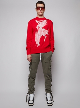 REAPER PRINTED CREW NECK SWEATER RED secondary image