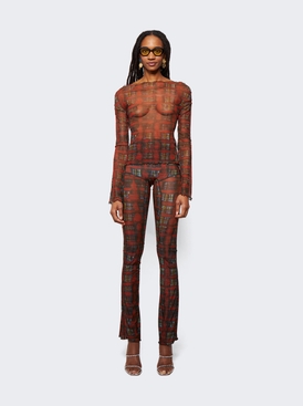 Thin Mesh Top with Straight Neckline Acid Plaid Ginger Red secondary image
