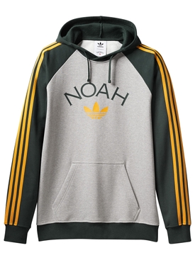 X Noah 3-stripe Hoodie Medium Grey and Green Night