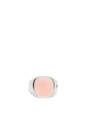 Pink Opal Signet Ring Silver