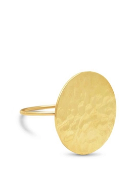 18K YELLOW GOLD HAMMERED DISC RING