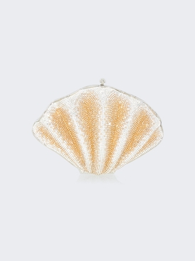 SCALLOP CLAM BAG Silver and Gold Crystal