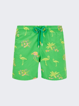 Embroidered 2012 Flamants Rose, Limited Edition Swim Shorts in Grass Green