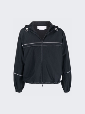 OVERSIZED ZIP UP TRACK JACKET With CONTRAST WHITE STITCHING IN RIPSTOP Navy