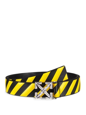 DIAGONAL ARROW LEATHER BELT Black and Yellow