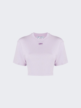 OFF STAMP RIBBED CROPPED TEE Lilac Fuchsia