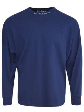 Classic logo oversized long-sleeve tee Blue Iridescent