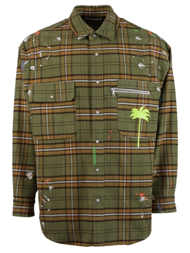 PXP Painted Overshirt Olive Green and Lime Green
