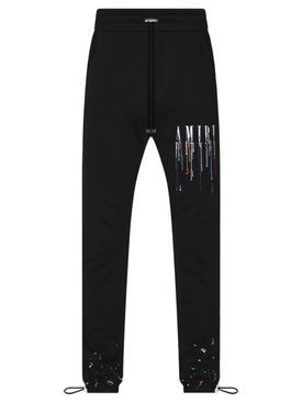 EMBROIDERED PAINT DRIP CORE LOGO SWEATPANT Black and White