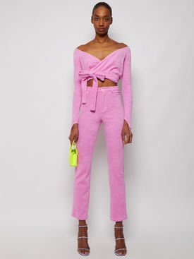 TERRY CROPPED DRAMADY TOP Pink secondary image