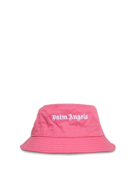 CLASSIC GOTHIC LOGO BUCKET HAT Pink and White