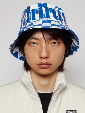 X THE WEBSTER CHECKER BUCKET HAT Blue and White secondary image