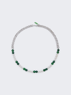 The Cuban Link Malachite, Green Onyx & 
Freshwater Pearl Necklace