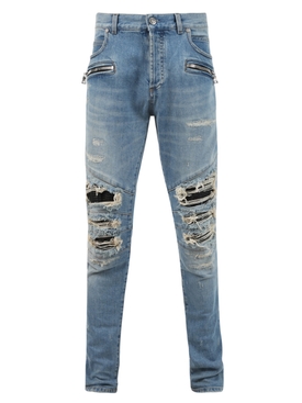 DESTROYED RIBBED PATCHES SLIM-FIT JEAN Bleu Jean