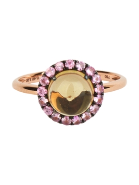 18kt gold round cabochon ring