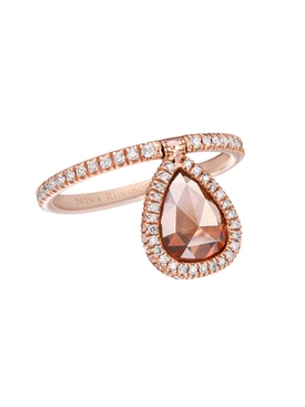 Rose-cut brown diamond flip ring